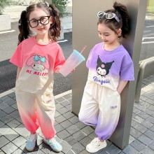 Kuromi Kawaii short sleeve T-shrits pants suit gir...