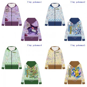 Pokemon anime zipper long sleeve hoodies sweater cloth