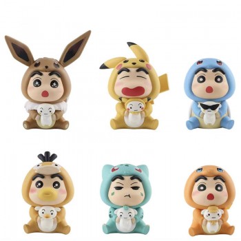 Crayon Shin-chan cos Pokemon anime figures set(6pcs a set)(OPP bag)