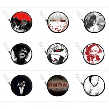 Tokyo ghoul anime pu zipper round wallet coin purse