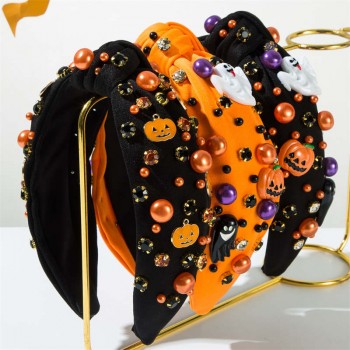 Halloween Pearl Rhinestone Hairband Headband