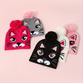 Cute cat beanies straw hat knitted hat