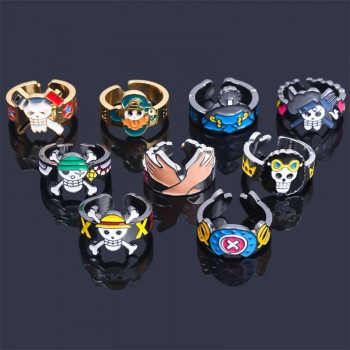 One Piece Luffy Sanji Law Chopper Zoro Anime Adjustable Rings