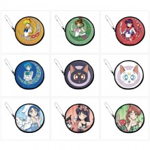 Sailor Moon anime pu zipper round wallet coin purse