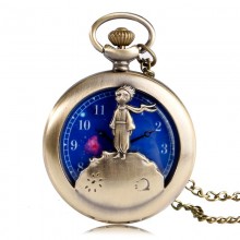 Vintage Bronze Hollow Little Prince Necklace Pocket Watch