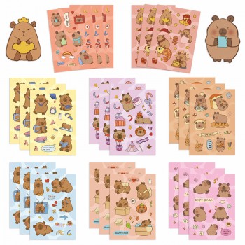 Capybara Rodent Make A Face Puzzle Stickers set(8pcs a set)