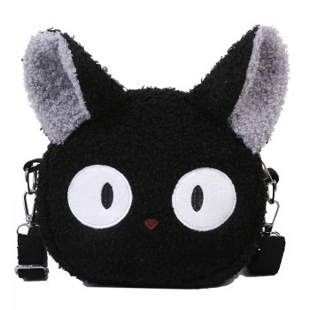 Totoro black cat plush crossbody shoulder bag