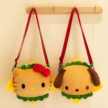 Sanrio Hello Kitty Pochacco burger plush crossbody shoulder bag