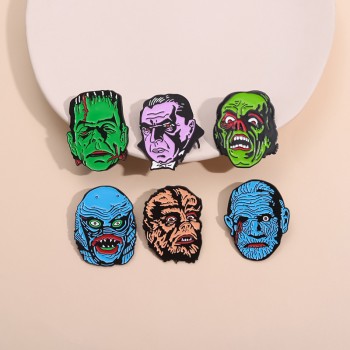 Halloween Monster Head Enamel Horror Alloy Brooch Pins