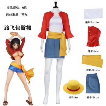 One piece Monkey D Luffy women's cosplay cloth full set