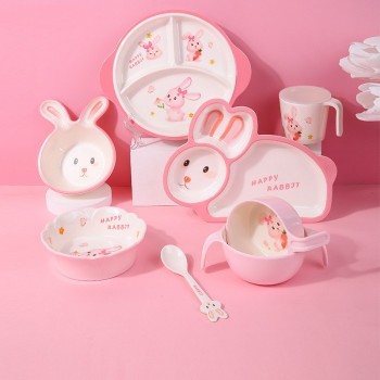 Cute Rabbit dinner plate spoon fork children tableware