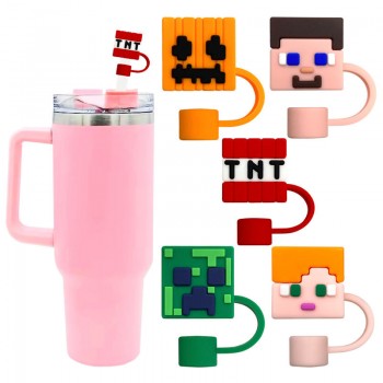 Minecraft game Silicone Straw Cover Sleeves Dust Plug