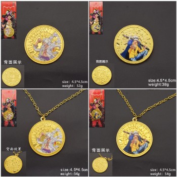 One Piece anime alloy gold coin necklace