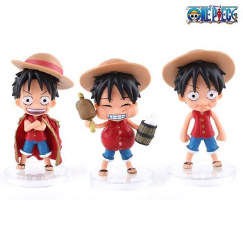 One Piece Monkey D Luffy anime figures(3pcs a set)