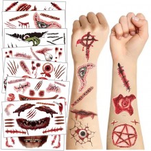 Halloween Terror Spider and Scar Waterproof Temporary Tattoo Stickers set(10pcs a set)