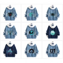 Hatsune Miku anime fake two pieces denim jacket hoodie cloth