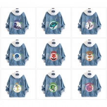 Inside Out fake two pieces denim jacket hoodie cloth