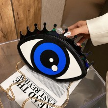 Evil Eye shape PU leather chain bag crossbody shou...