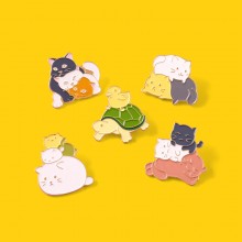 Cute Tortoise Kittens Cat Alloy Brooch Pin