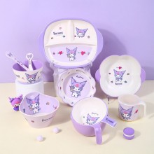 Sanrio Kuromi dinner plate spoon fork children tab...