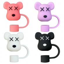 Gloomy Bear Silicone Straw Cover Sleeves Dust Plug