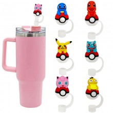 Pokemon Silicone Straw Cover Sleeves Dust Plug