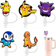 Pokemon Silicone Straw Cover Sleeves Dust Plug