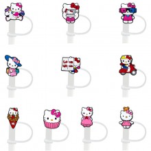 Sanrio Melody kitty Cinnamoroll Kuromi Silicone Straw Cover Sleeves Dust Plug