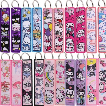 Sanrio Melody kitty Cinnamoroll Kuromi Woven Label Anime Lanyard Key chain Tag