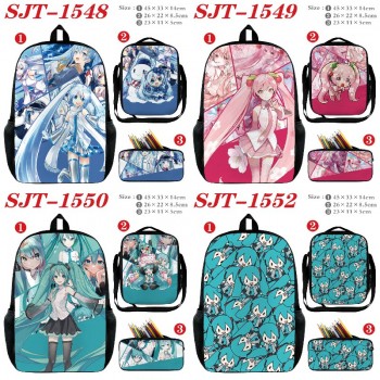 Hatsune Miku anime nylon backpack bag shoulder pencil case