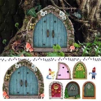 Wood Miniature Fairy Gnome Window Door Elf Home figure