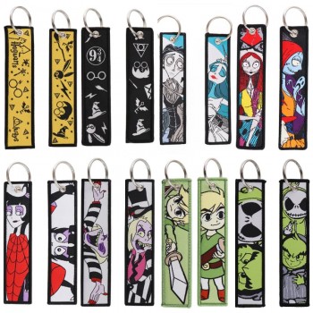 The Nightmare Before Christmas Woven Label Anime Lanyard Key chain Tag