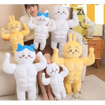 Chiikawas Muscle Kawaii Hachiware Anime Plush Doll 50cm/70cm