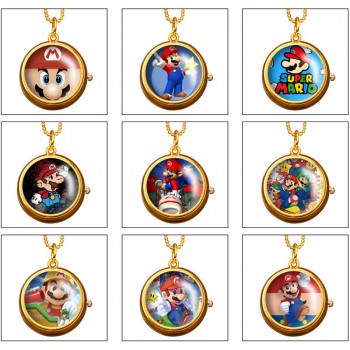 Super Mario anime rotating necklace pocket watch