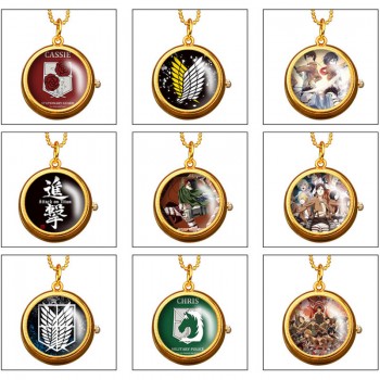 Attack on Titan anime rotating necklace pocket watch