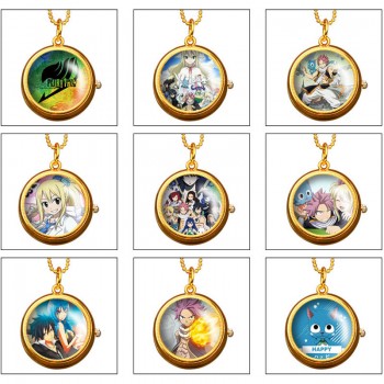 Fairy Tail anime rotating necklace pocket watch