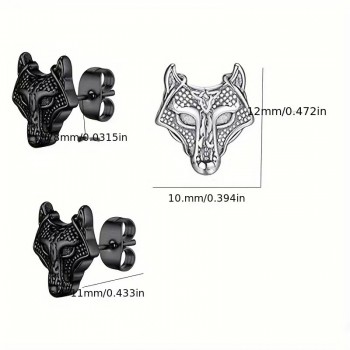 Gothic Punk Retro Wolf Earrings a pair