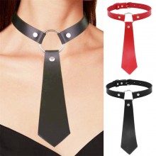 Gothic Punk PU Leather Bow Tie Collar Choker Neckl...