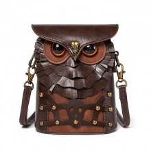 Medieval Steampunk Owl PU Leather Crossbody Should...