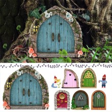 Wood Miniature Fairy Gnome Window Door Elf Home fi...