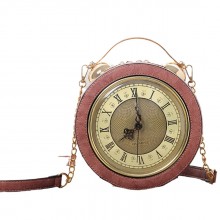 Vintage Funny Clock Round Handbag Messenger Crossbody Shoulder Bag