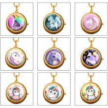 Unicorn anime rotating necklace pocket watch