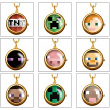 Minecraft game rotating necklace pocket watch