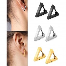 Punk Stainless Steel Geometric Triangle Hoop Earrings a pair