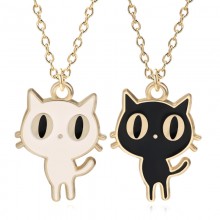 Cute Black And White Cat Pendant Necklaces