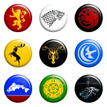 Game of Thrones tinplate brooch pins set(8pcs a set)58MM