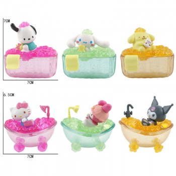 6pcs Sanrio Melody kitty Cinnamoroll Kuromi bathtub anime figures(OPP bag)