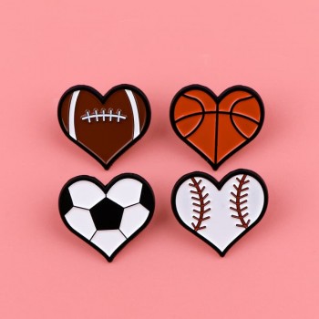 Football Basketball Rugby Baseball Enamel alloy brooch pins