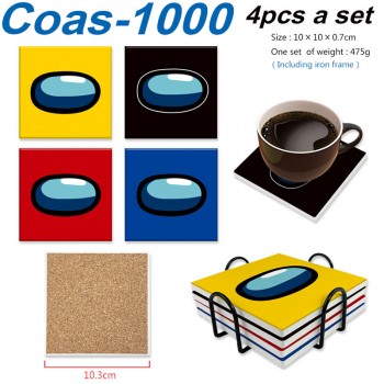 Among Us game coasters coffee cup mats pads(4pcs a set)