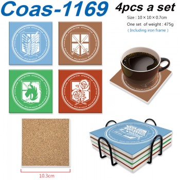 Attack on Titan anime coasters coffee cup mats pads(4pcs a set)